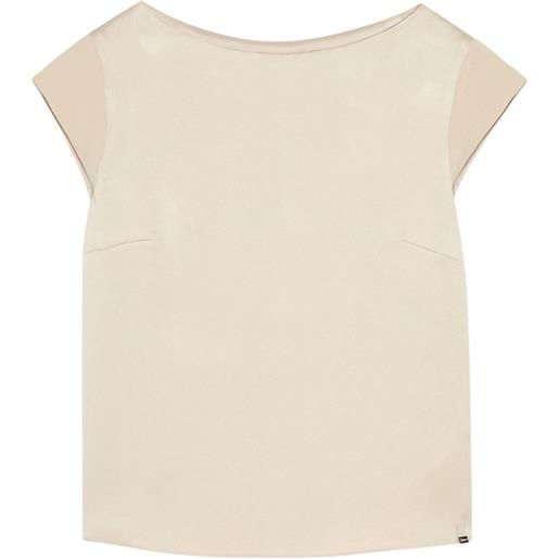 Herno short-sleeves crepe top - toni neutri