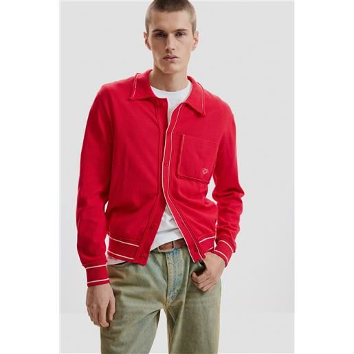 Desigual, maglione sottile con bottoni, uomo, cotone, rosso, l