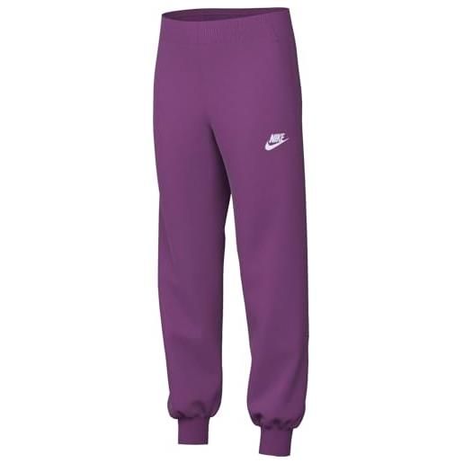 Nike sportswear club pantaloni in pile su misura con vita alta, per bambini più grandi (ragazze), fucsia/calda fucsia/bianco, fd2921-518, m