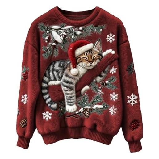 Maglia Di Natale Donna A Maniche Lunghe – Divertente, Con Alberi E Fiocchi Di Neve, Morbida, Taglia Unica?