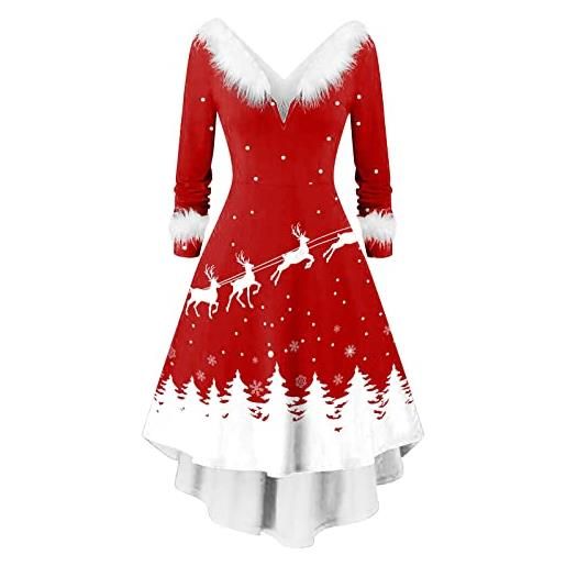 Generico vestito babbo natale donna elegante velluto scollo a v abito da sera manica lunga cerimonia vestiti da babbo taglie forti vestito da natale cosplay costume 2025