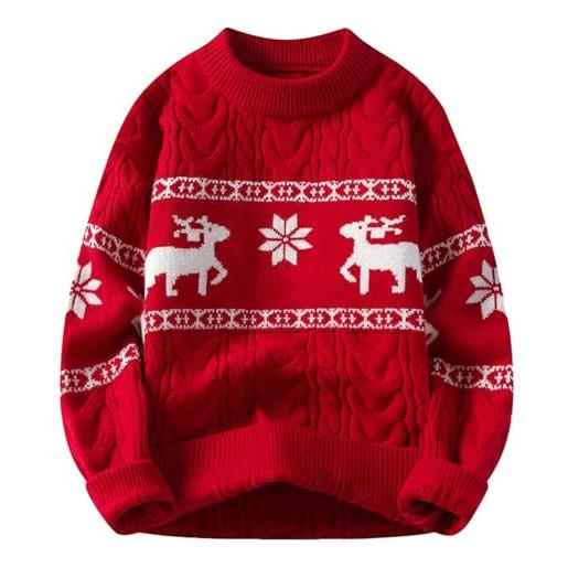 pvucpot maglione natalizio uomo girocollo maglione di natale uomo morbido e accogliente manica lunga pullover uomini renna natalizia invernale maglioni natale elegante