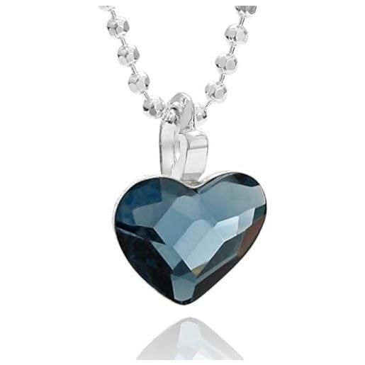 butterfly collana con pendente a forma di cuore in cristallo su catenina dargento regolabile