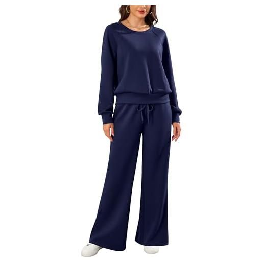 SHEKINI tuta sportiva donna completa due pezzi casual tuta da ginnastica felpa manica lunga e pantaloni con tasche elegante pigiama set autunno invernale