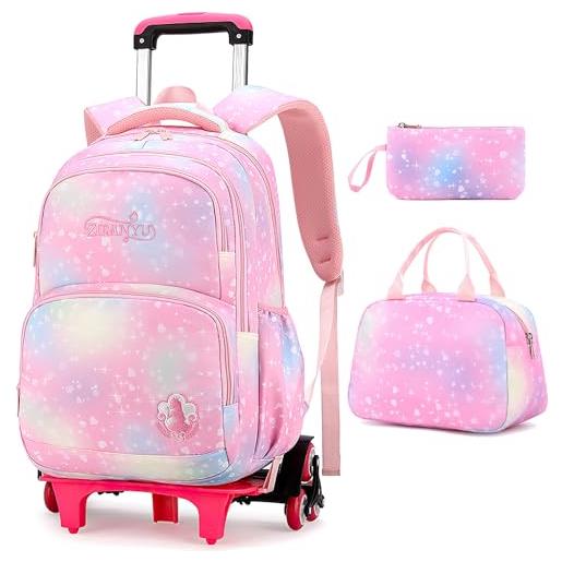 Zaino Trolley Con Ruote Per Scuola 31x21x46cm - 4 Modalità Cartella Unisex Con Coperchio Antipolvere - 3