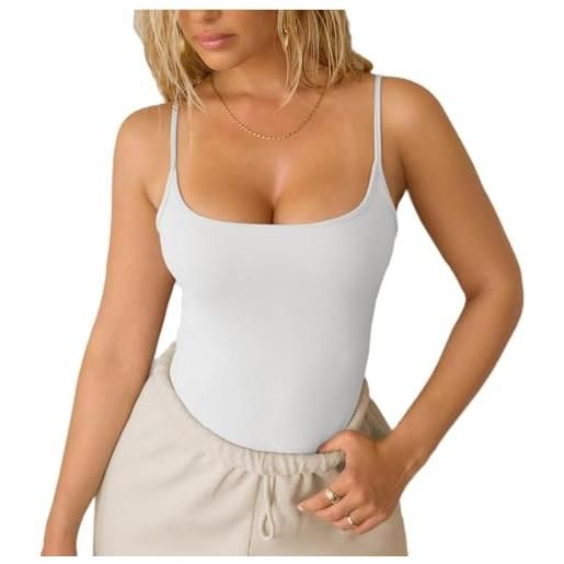 SXQCKJ camicia slim basic da donna tinta unita, canotta sexy in maglia senza maniche, top corto estivo(color: black, size: s)