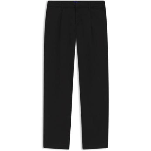 HUGO pantaloni relaxed fit in twill di cotone elasticizzato, nero