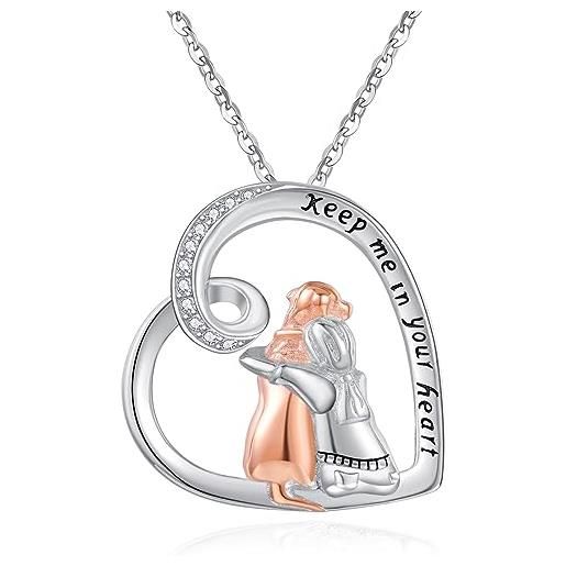 WINNICACA S925 Argento Mamma Collana A Forma Di Cuore Con Madre Abbraccio Cuore Cuore Ciondolo Donne Madri Regalo Di Giorno Per La Moglie Fidanzata Mamma - Foto 9