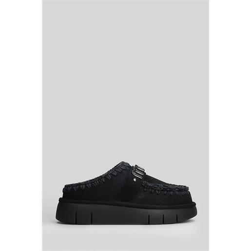 Mou slipper-mule bounce clog in camoscio nero