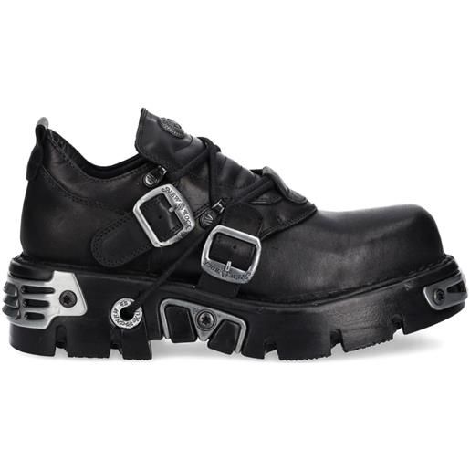 NEW ROCK stringate con fibbia - nero