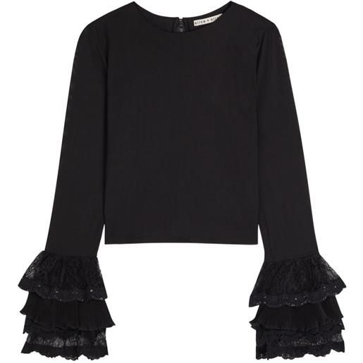 alice + olivia blusa delaina con ruches - nero