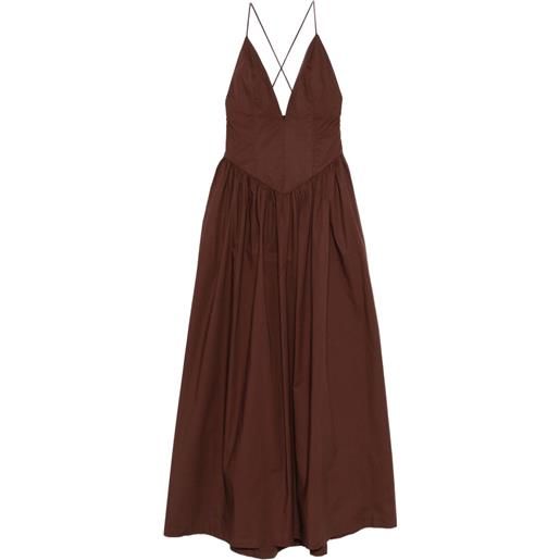 Adriana Degreas abito lungo con scollo a v - marrone