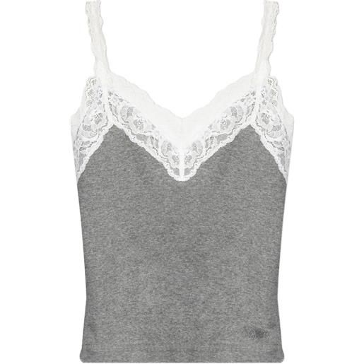 VETEMENTS top con inserti in pizzo - grigio