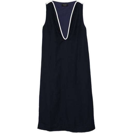 Adriana Degreas abito lungo con scollo a v - blu