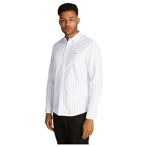 Tommy Jeans uomo tjm reg oxford stripe shirt dm0dm19646, blu (dark night navy stripe), m
