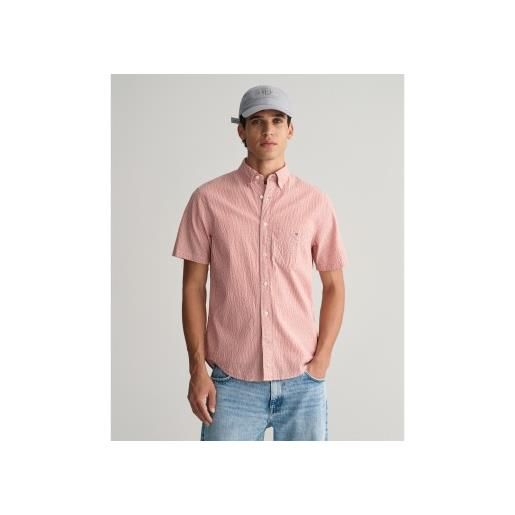 Gant per uomo. 3240064 camicia in seersucker rosa tramonto dalla vestibilità regolare [3129286], casual, cotone, manica corta