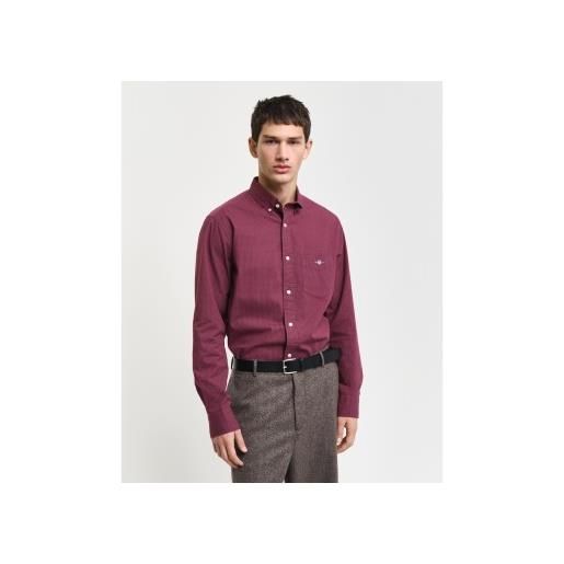 Gant per uomo. 3240160 camicia regular fit con micro stampa bordeaux [3170188], casual, cotone, manica lunga