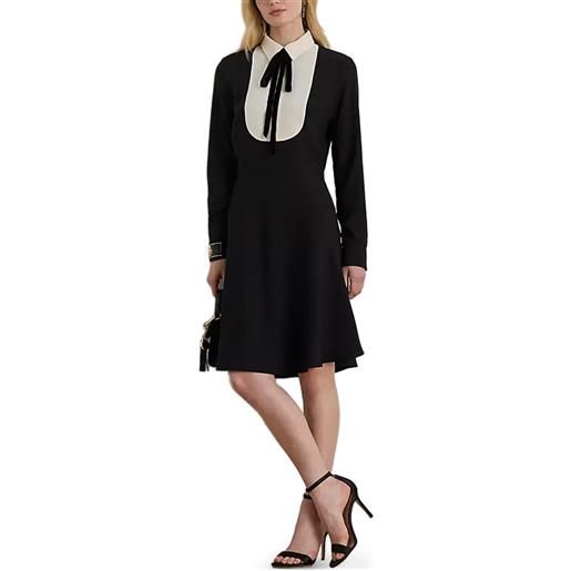 Lauren Ralph Lauren abito midi georgette con fiocco - nero