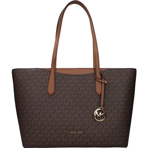Michael Kors borse a spalla arden donna tessuto marrone/acorn oro