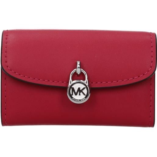 Michael Kors portamonete lyra donna pelle rosso/lampone scuro argento