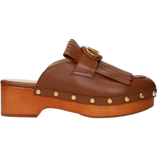 Valentino Garavani ciabatte e zoccoli donna pelle marrone/tabacco oro