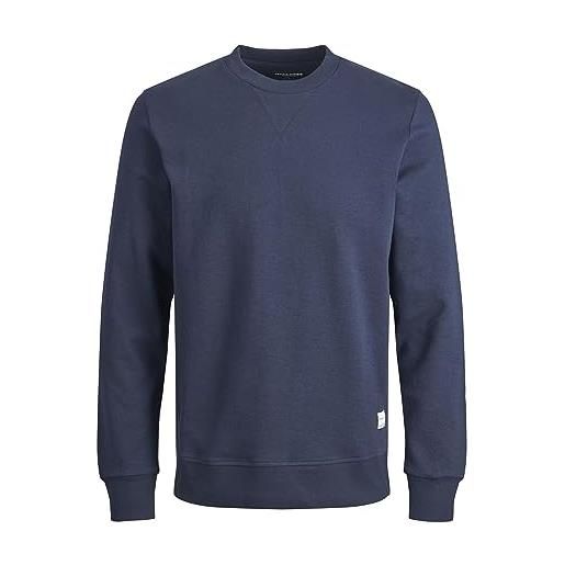 JACK & JONES uomo felpa basic a maniche lunghe girocollo pullover maglione monocromatico jumper jjebasic, colore: nero, dimensione maglia: xxl