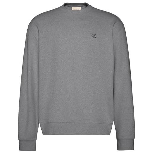 Calvin Klein ls eu 350terry monogram cn swtsh lv04rc296g felpe, grigio (med grey htr), m