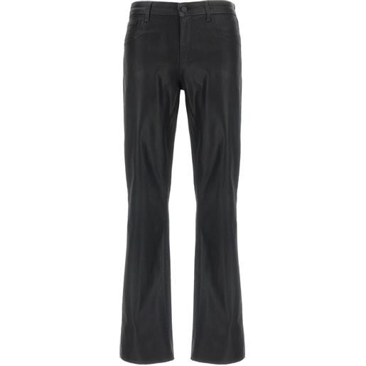 L'Agence jeans sneeki svasati con finitura cerata - nero