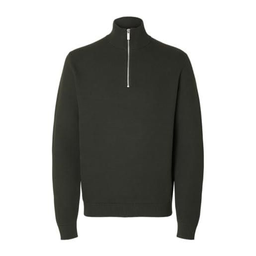 SELECTED HOMME selected femme slhdane ls knit structure half zip noos, verde bosco, xl