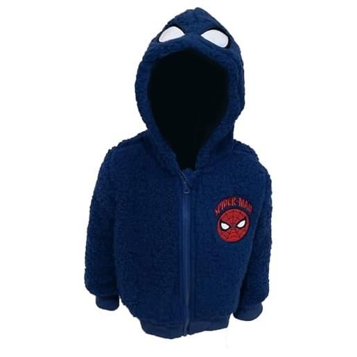 Disney sherpa con cappuccio bambino spiderman felpa full zip e tasche (mv45m4412) (it, età, 5 anni, regular, blu)