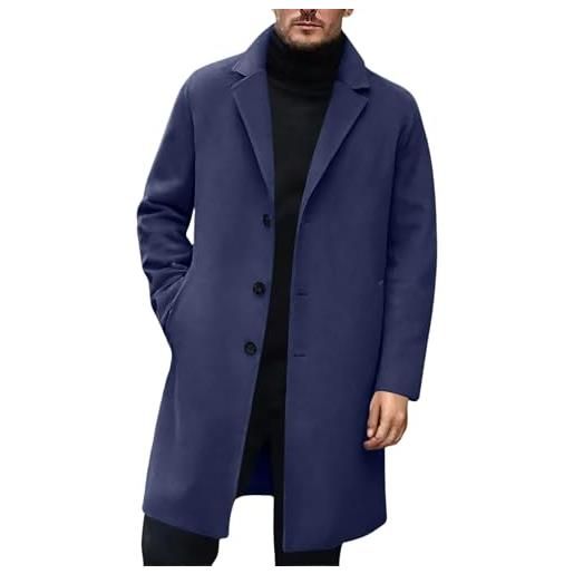 PRIJOUHE Cappotto Invernale Uomo In Misto Lana (45% Lana) – Taglio Slim, Medio Lungo, Con Sciarpa Abbinata – Colore Terminante In 17, 19, 59 - 3