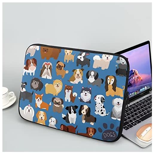 Showudesigns borsa per computer portatile da donna, leggera, con motivo famiglia di cani da 30,5 cm, facile da pulire