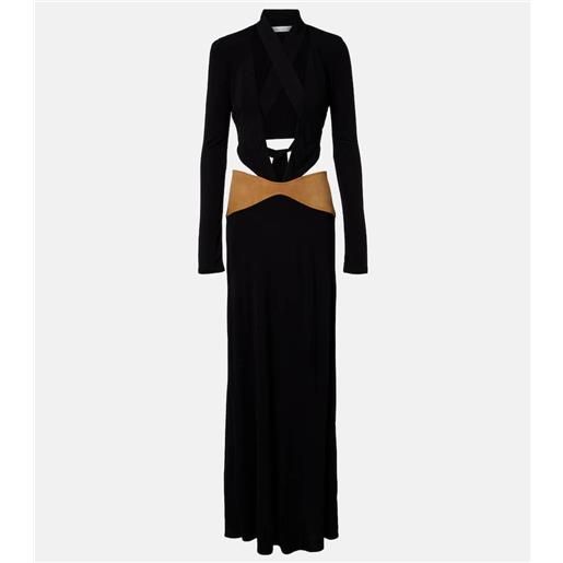 Christopher Esber abito lungo contour in jersey con suede