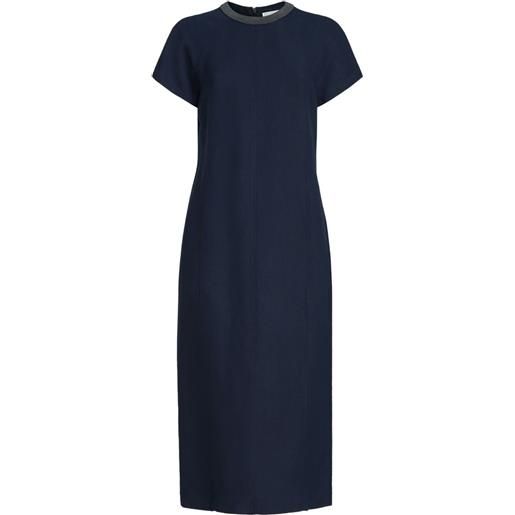 Brunello Cucinelli abito midi con decorazione - blu