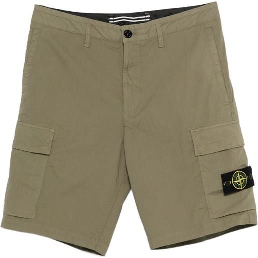 Stone Island shorts l100020 in tela di cotone elasticizzato paracadute - verde