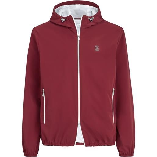 Brunello Cucinelli giacca con cappuccio e logo - rosso