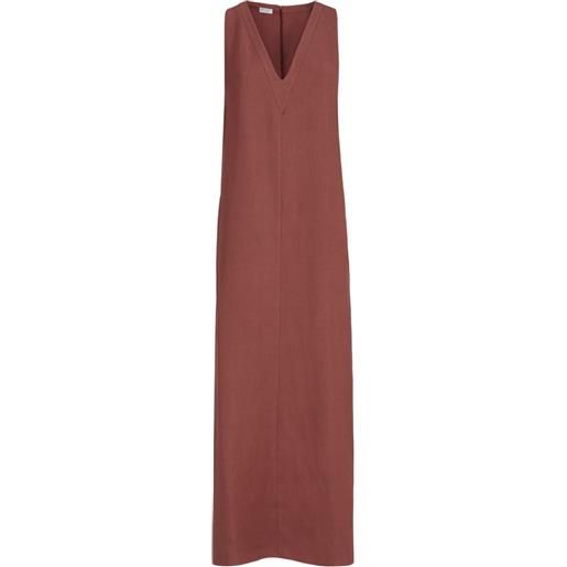 Brunello Cucinelli abito midi con scollo a v - arancione