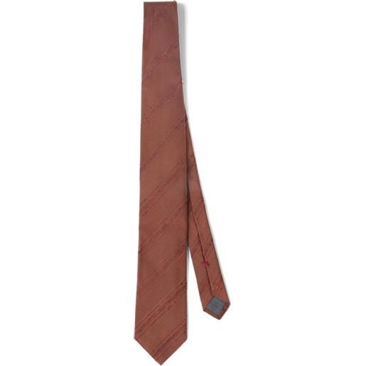 Brunello Cucinelli cravatta in seta a righe - arancione