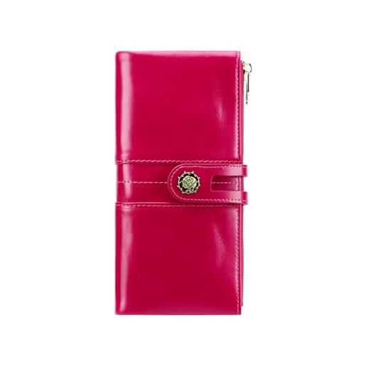 URFEDA Portafoglio Lungo Glitter Con Cristalli Per Donna - Capiente E Alla Moda (Rosso)