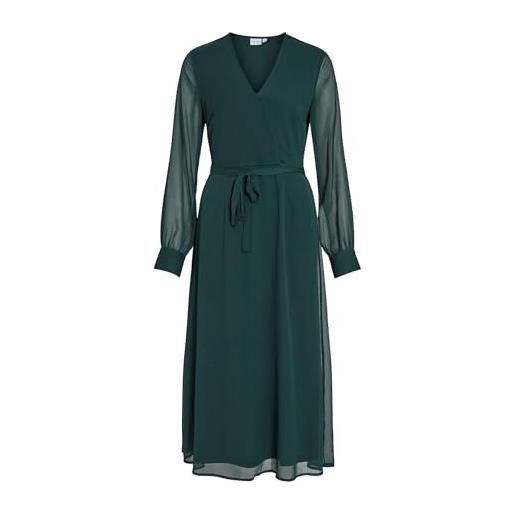 Vila vifalia v-neck l/s midi dress-noos vestito, scarab, 42 donna