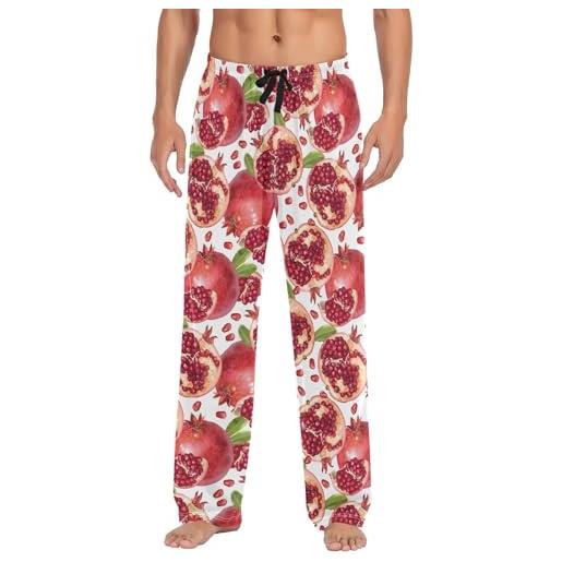 UnoSheng Pigiama Lungo da Uomo in Cotone - Pantaloni a Quadretti Rossi, Leggeri, Comodi, Baggy Casual, Loungewear per Natale