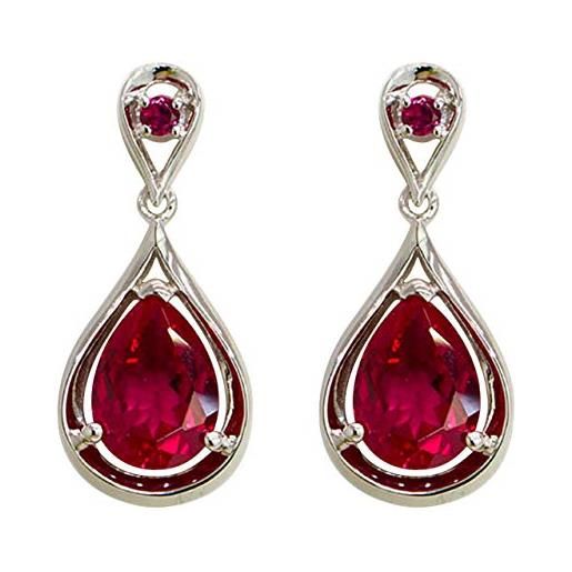 Orecchini Donna In Argento Sterling Con Tormalina Rossa 1 Ct E Oro Rosa 18kt – Forma Ovale, Regalo Di Lusso - 5
