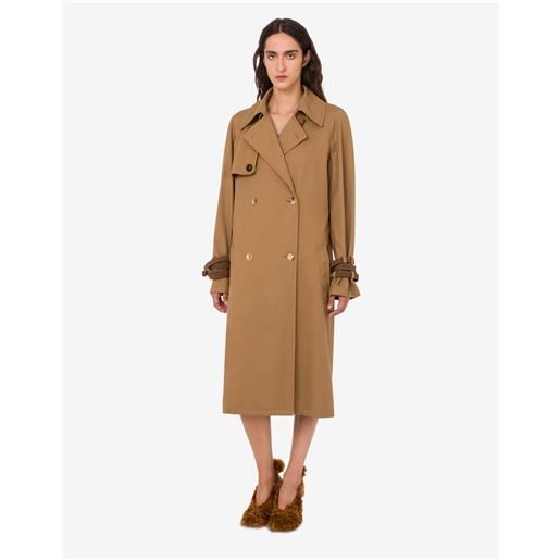 Moschino - trench in gabardina di misto cotone - marrone