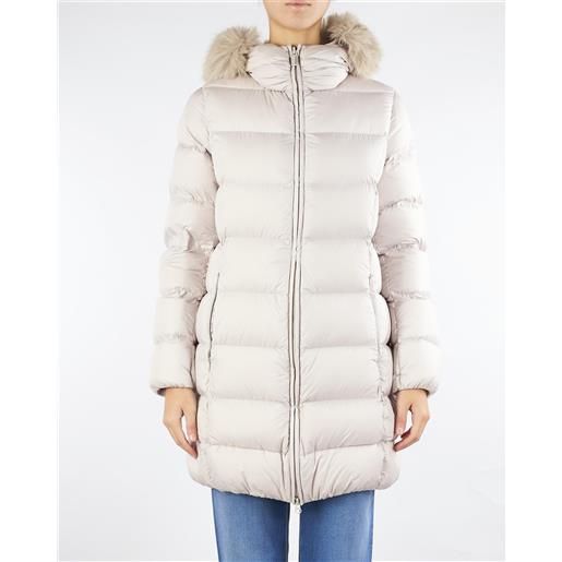 COLMAR piumino lungo canapa con cappuccio e vera pelliccia
