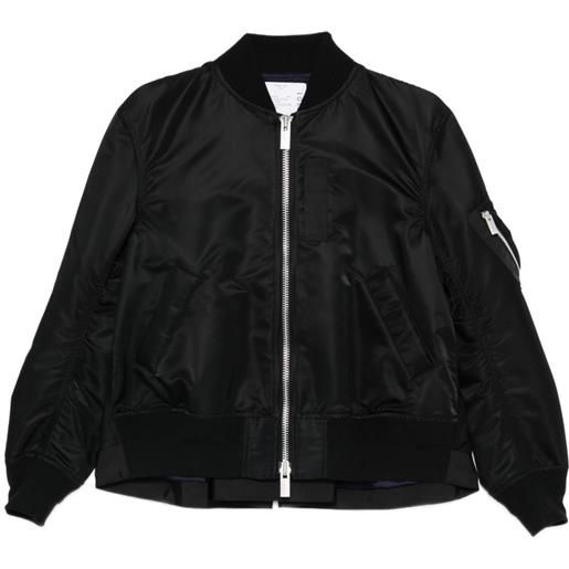 sacai bomber con pieghe - nero