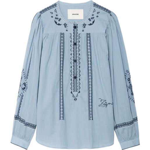 Zadig&Voltaire tunica tigy con ricamo - blu