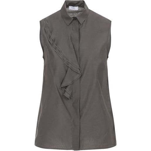 Peserico blusa smanicata con dettaglio drappeggiato - marrone