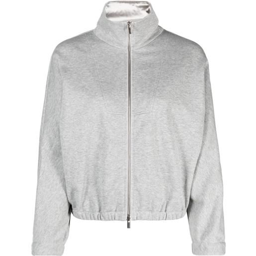 Peserico felpa effetto mélange con zip - grigio