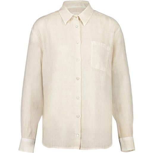 120% Lino camicia con taschino - bianco