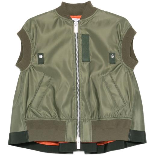 sacai gilet smanicato con zip - verde